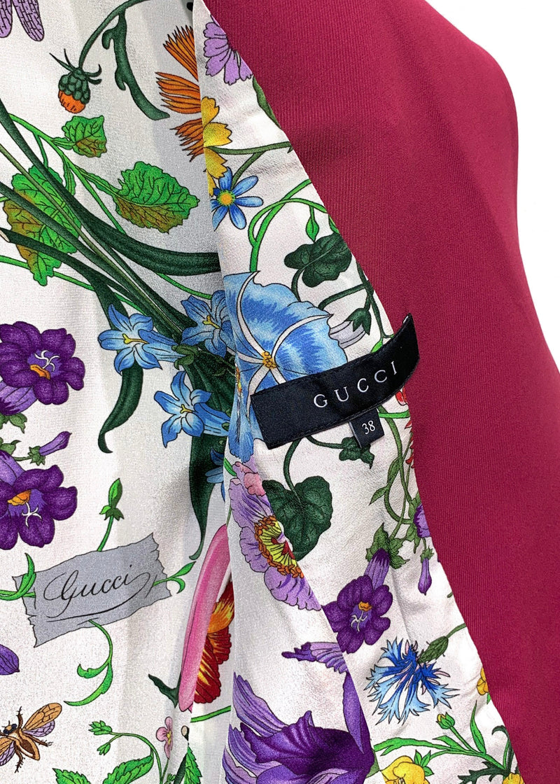 Gucci Fuschia Blazer With Geranium Floral Lining