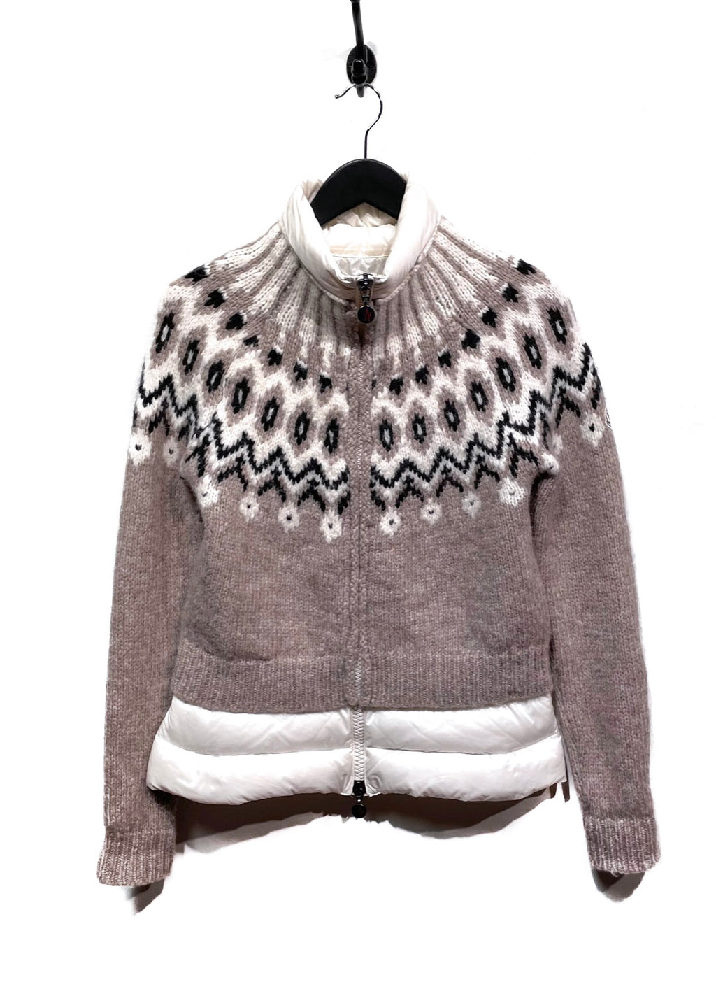 Moncler Brown Maglione Tricot Cardigan Down Jacket