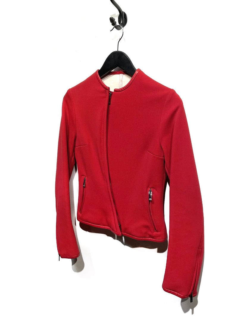 Veste à fermeture zippée asymétrique rouge Gucci par Tom Ford Vintage 2000