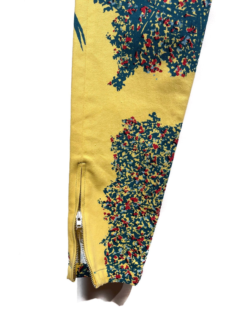 Pantalon Balenciaga ajusté jaune à imprimé arbre multicolore