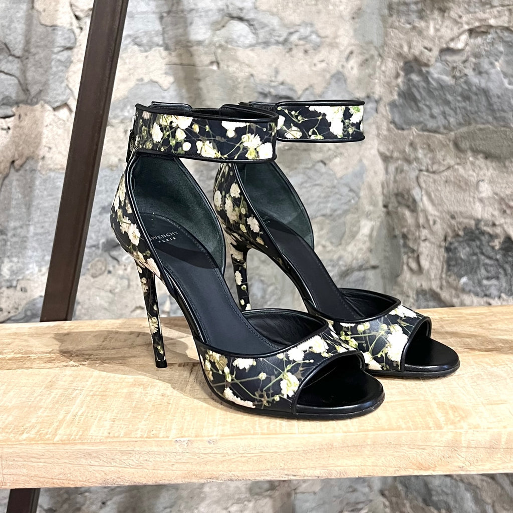 2023 Fashion Women Black Flock Flower Color High Heels Sandals Female Pumps  Peep Toe Ankle Strap Platform Shoes 35-43 - AliExpress