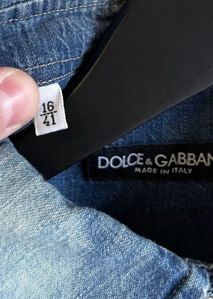 Chemise brodée d'un musicien en denim bleu Dolce & Gabbana