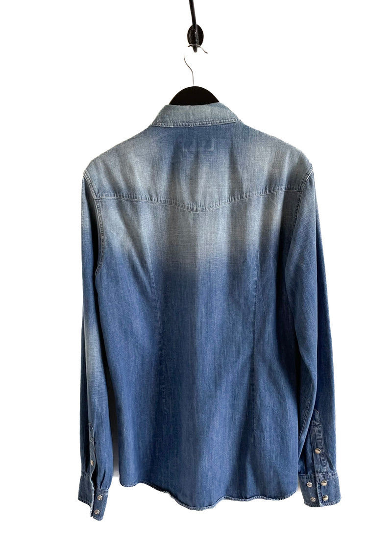 Dolce & Gabbana Blue Denim Musician Embroidered Shirt