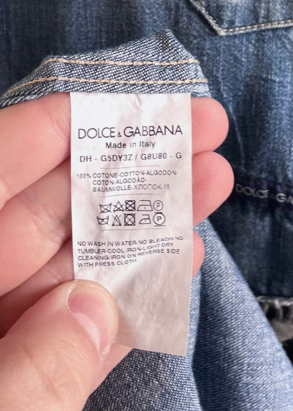 Chemise brodée d'un musicien en denim bleu Dolce & Gabbana