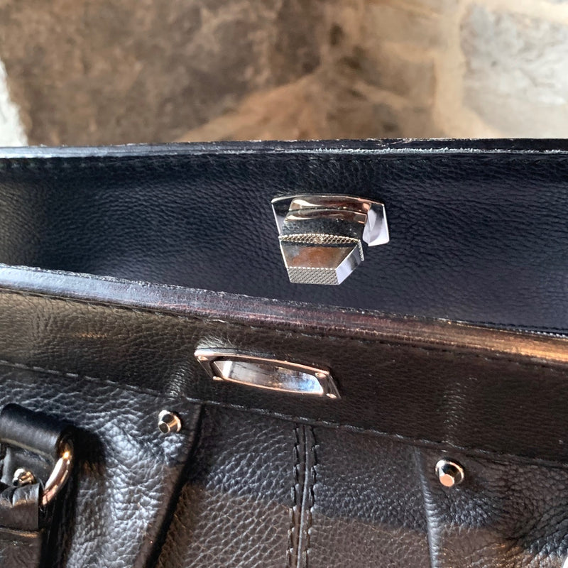Balenciaga Black Large Shoulder Bag with Clasp Detail