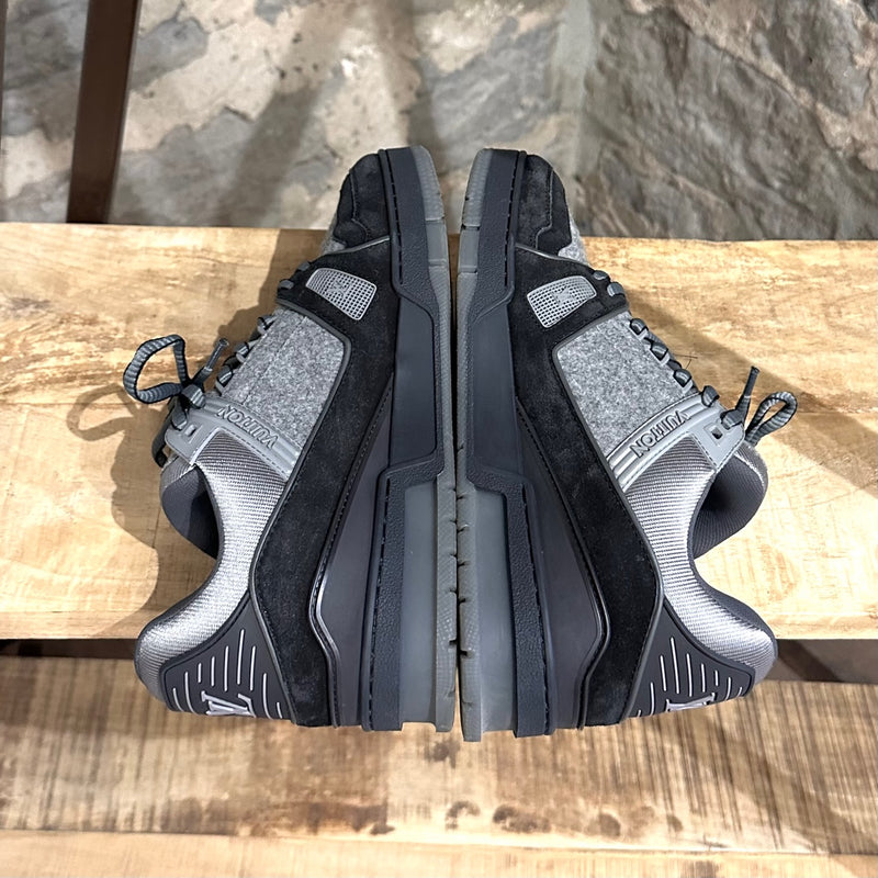 Louis Vuitton Black Grey Flannel Trainer Sneakers