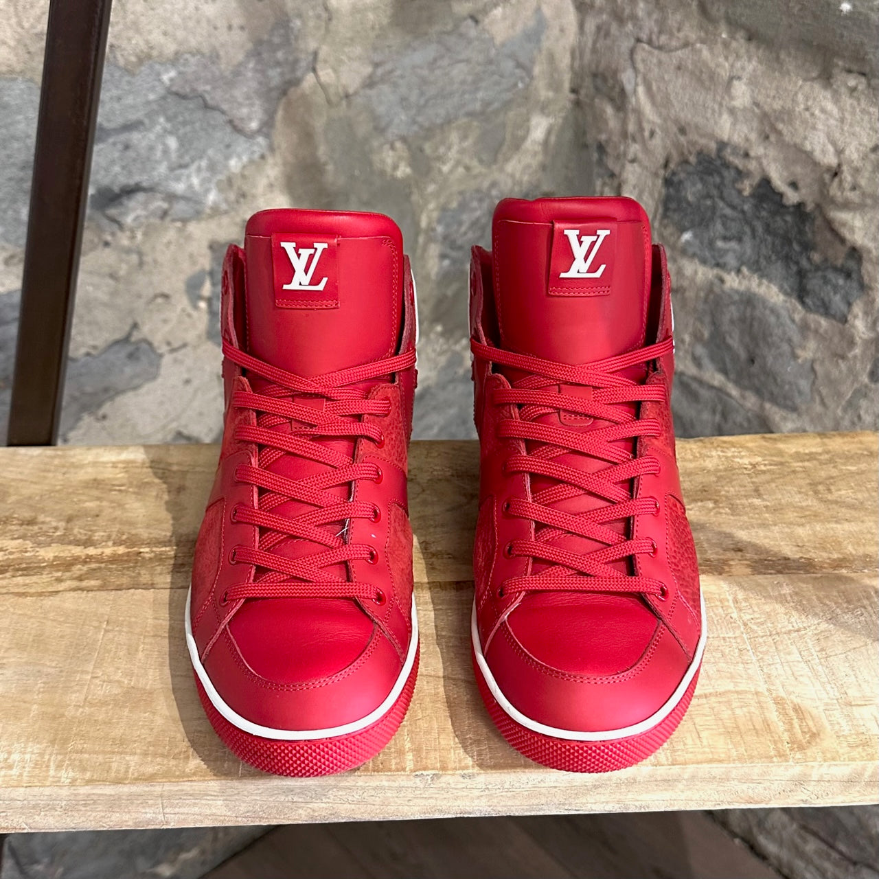 LOUIS VUITTON A/W 2012 Heroes Red Suede and Leather High Top