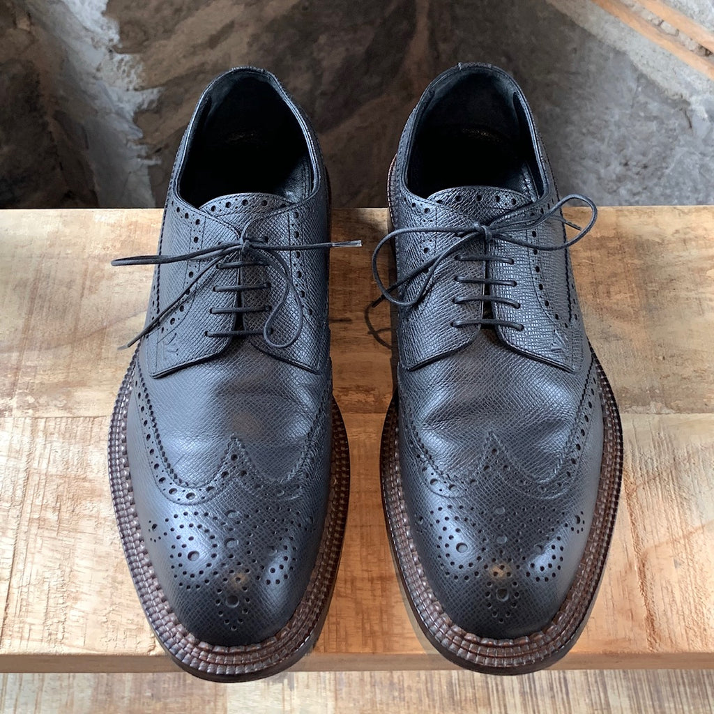 Louis Vuitton Derby Brogues Grey Leather Shoes