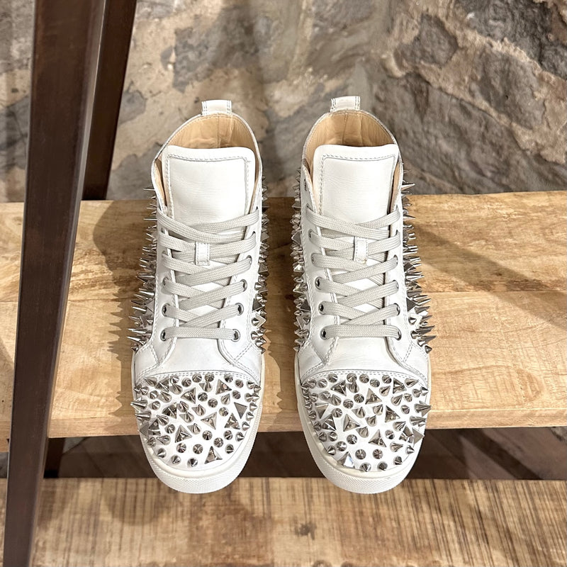 Christian Louboutin White Leather Lou Pik Pik High-Top Sneakers