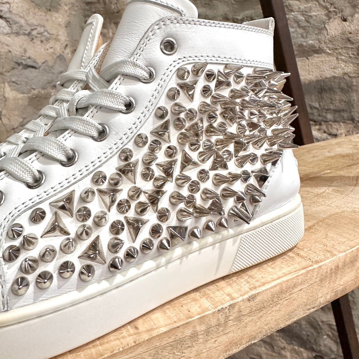 Christian Louboutin Louis Leather High-Top White high top sneakers - Sneak  in Peace