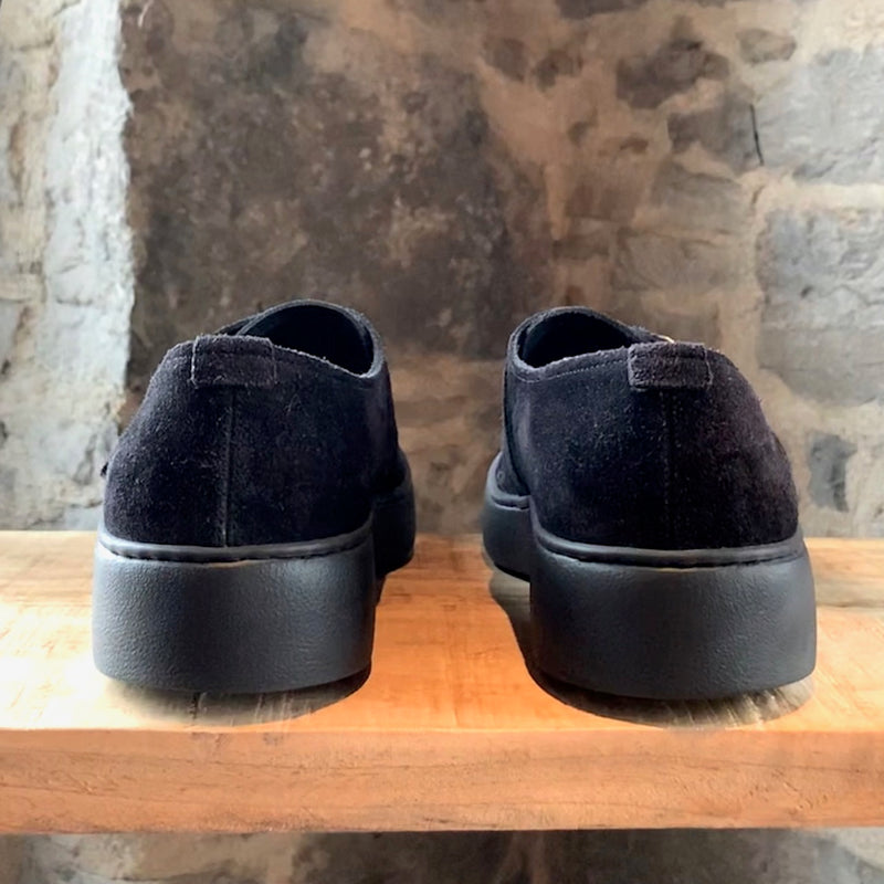 Salvatore Ferragamo Black Monk Strap Brushed Suede Loafers