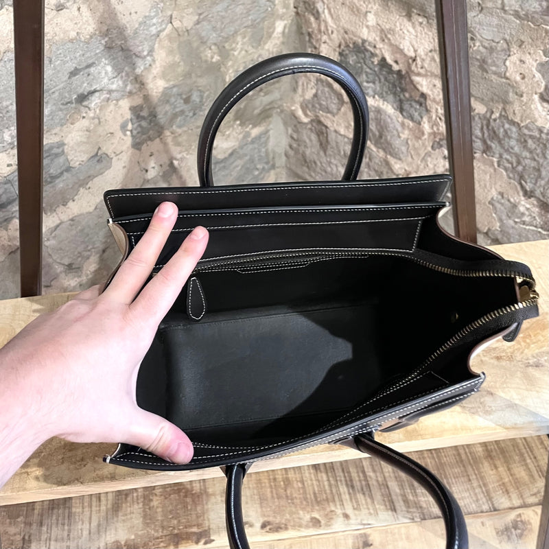 Céline Tricolor Brown Cream Leather Micro Luggage Handbag