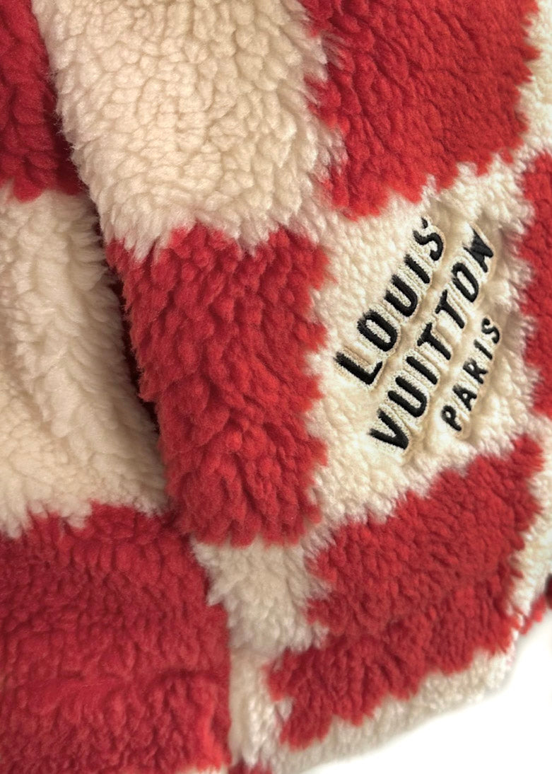 Louis Vuitton x Nigo Beige Red Jacquard Damier Fleece Blouson Jacket