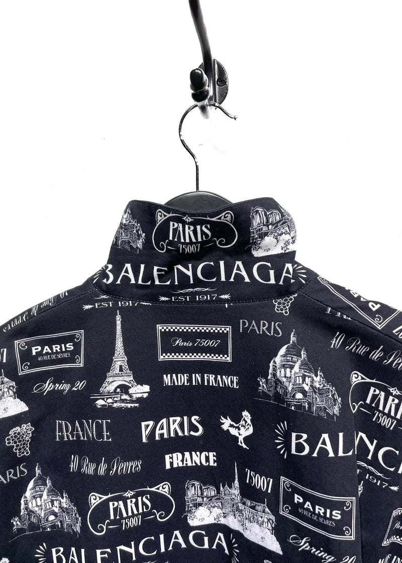 Veste zippée à double manches imprimée Balenciaga Paris noire