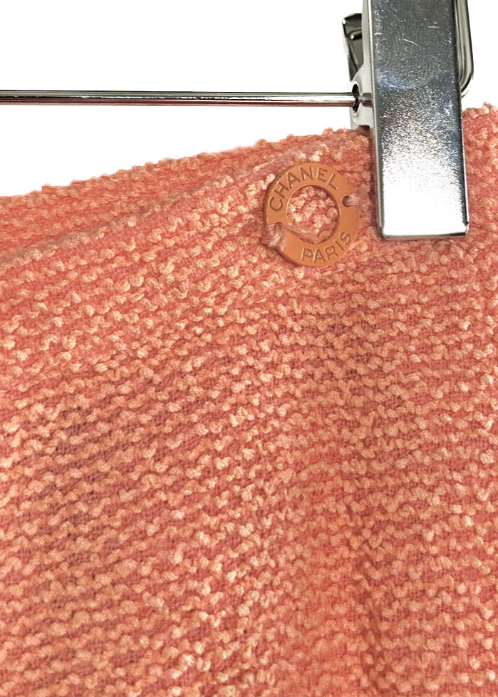 Chanel 00T Coral Chiffon Accent Tweed Skirt