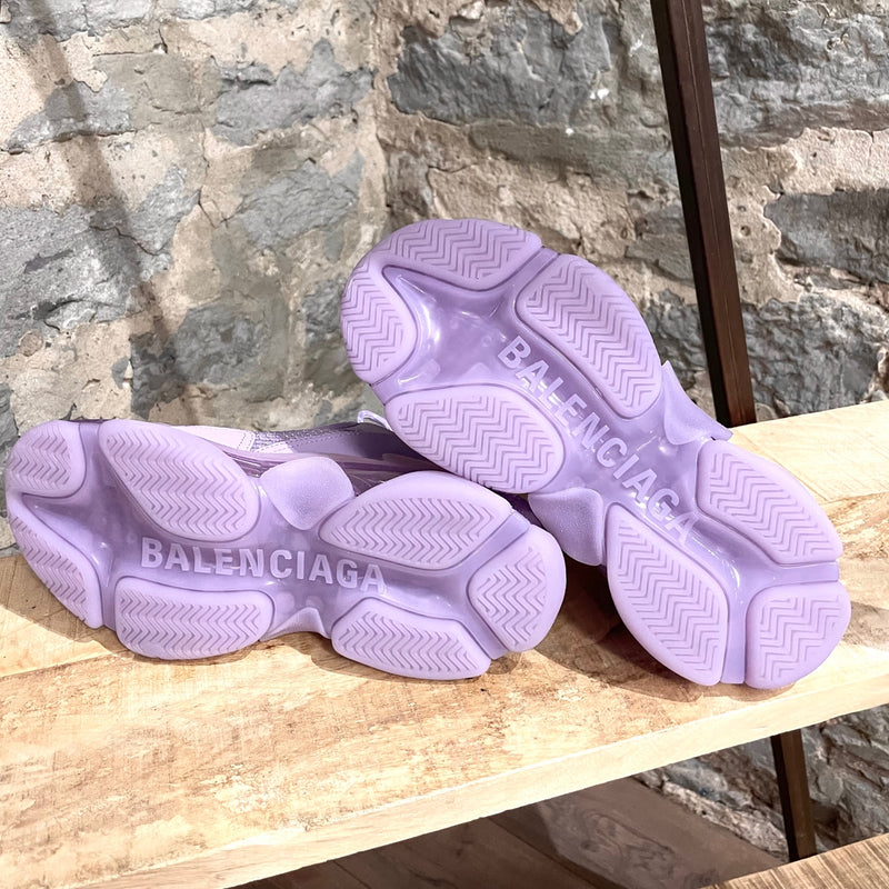 Balenciaga Lilac Purple Triple S Clear Sole Chunky Sneakers