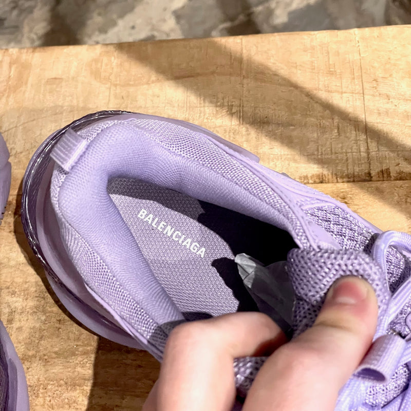 Baskets épaisses à semelle transparente Balenciaga Triple S lilas violet