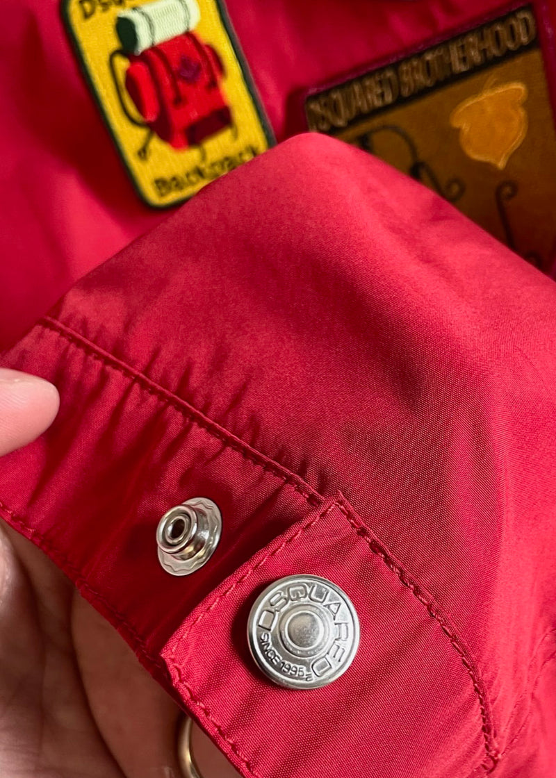 Manteau coupe-vent en nylon rouge Dsquared2 avec écuissons 