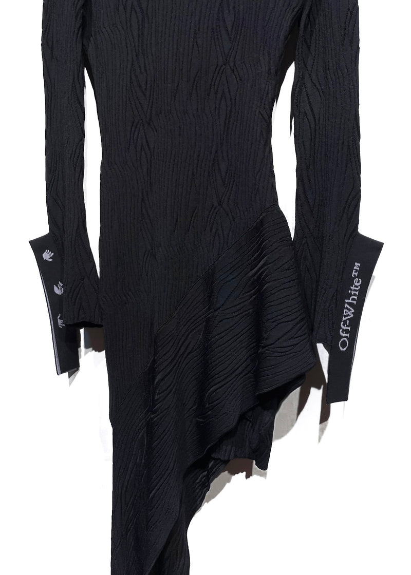 Off-White Virgil Abloh Black Asymmetrical Stretch Dress