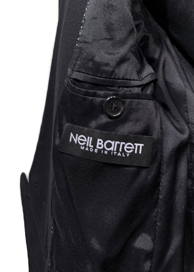 Neil Barrett Black Leather Lapel Tuxedo Blazer