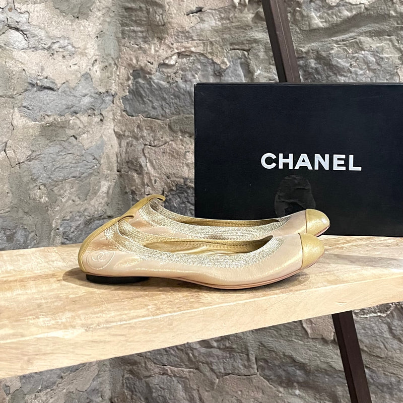 Chanel Gold Spirit Ballet Flats
