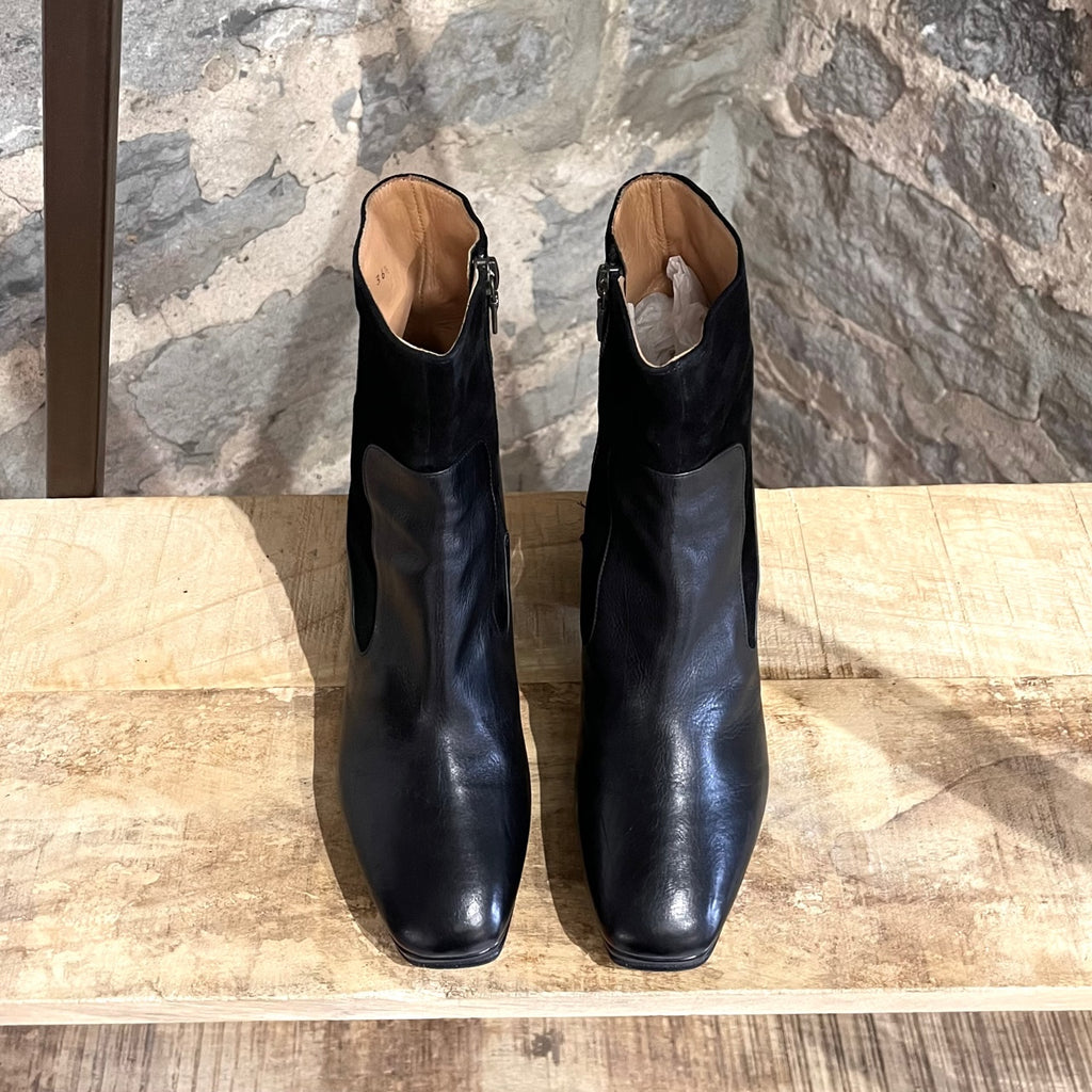 Dries Van Noten Black Leather Boots with Plexi Heel