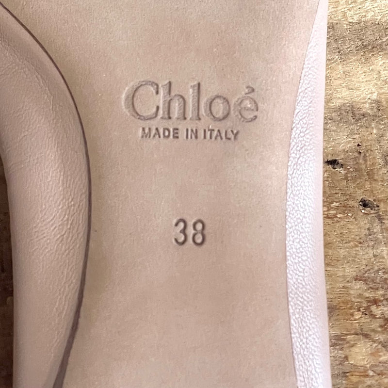 Chloé Nude Leather Lauren Scalloped Ballerinas Flats