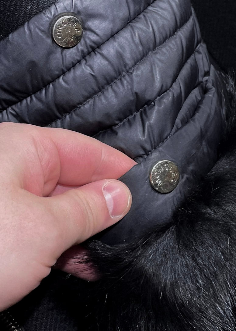 Moncler Premiere Black Regle Fur-trimmed Down Coat