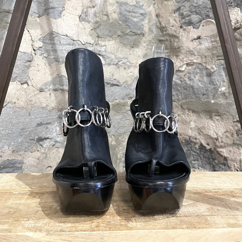 Alexander Wang Black Ring Accent Platform Sandals