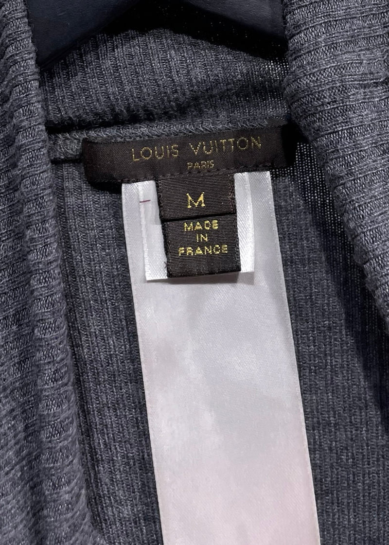 Pull à col roulé en laine côtelée grise Louis Vuitton