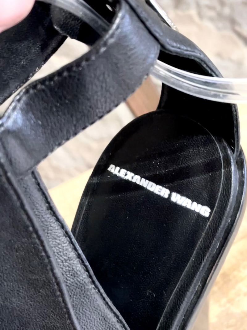 Alexander Wang Black Ring Accent Platform Sandals