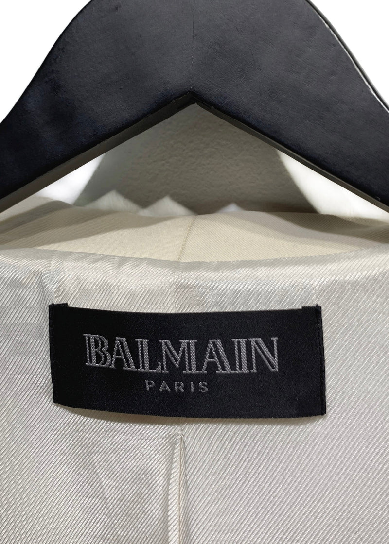 Balmain Ivory Wool Single-Button Blazer