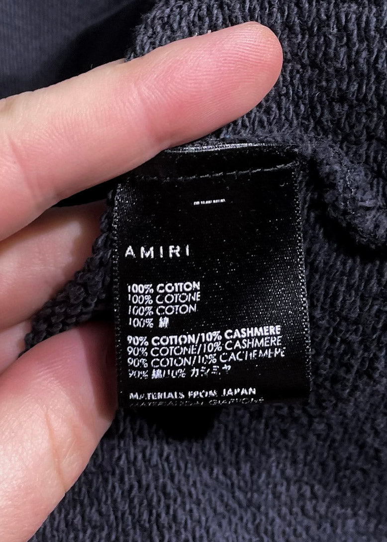 Amiri Black Cotton Cashmere Blend Distressed Hoodie