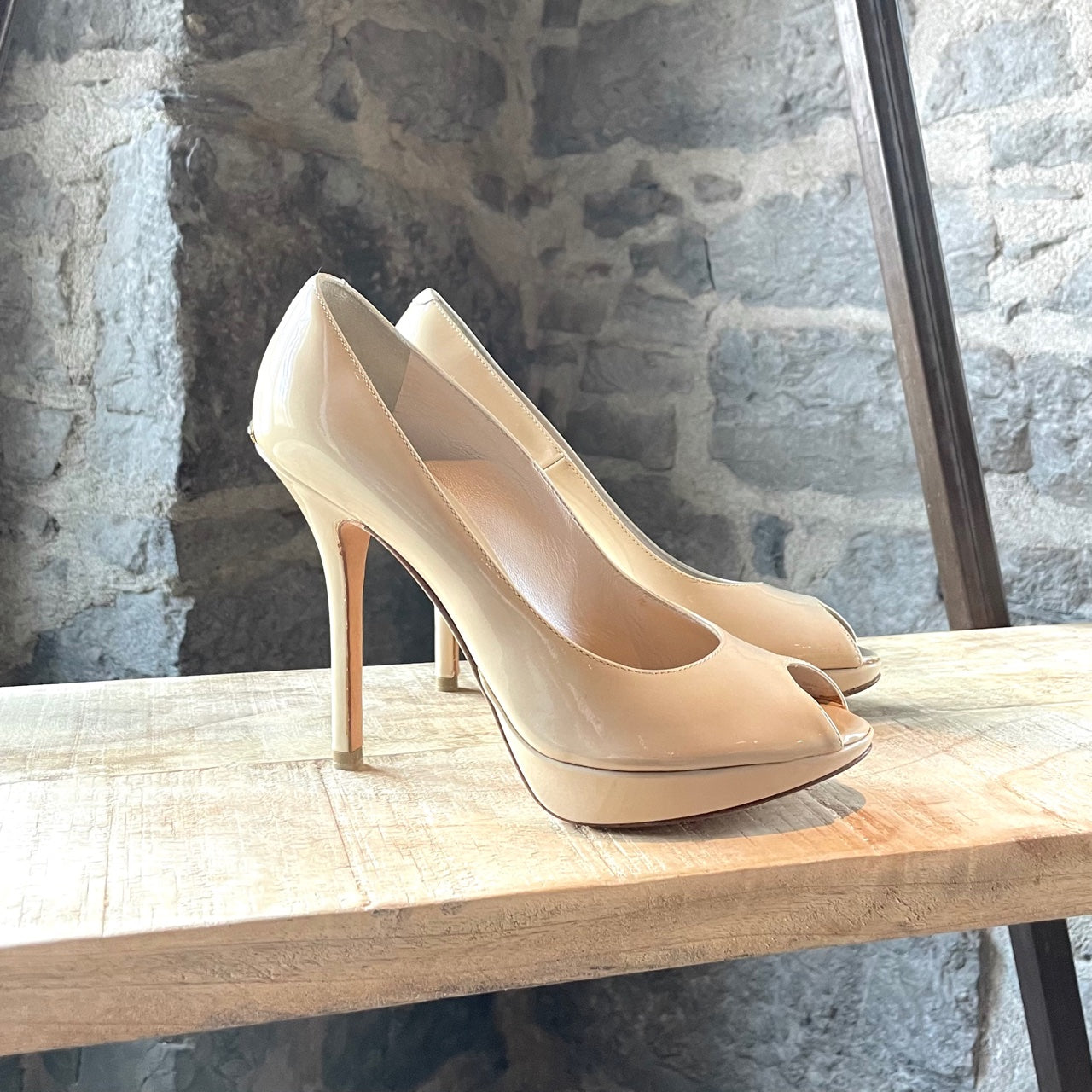 ASOS DESIGN Pronto platform high heeled shoes in beige | ASOS