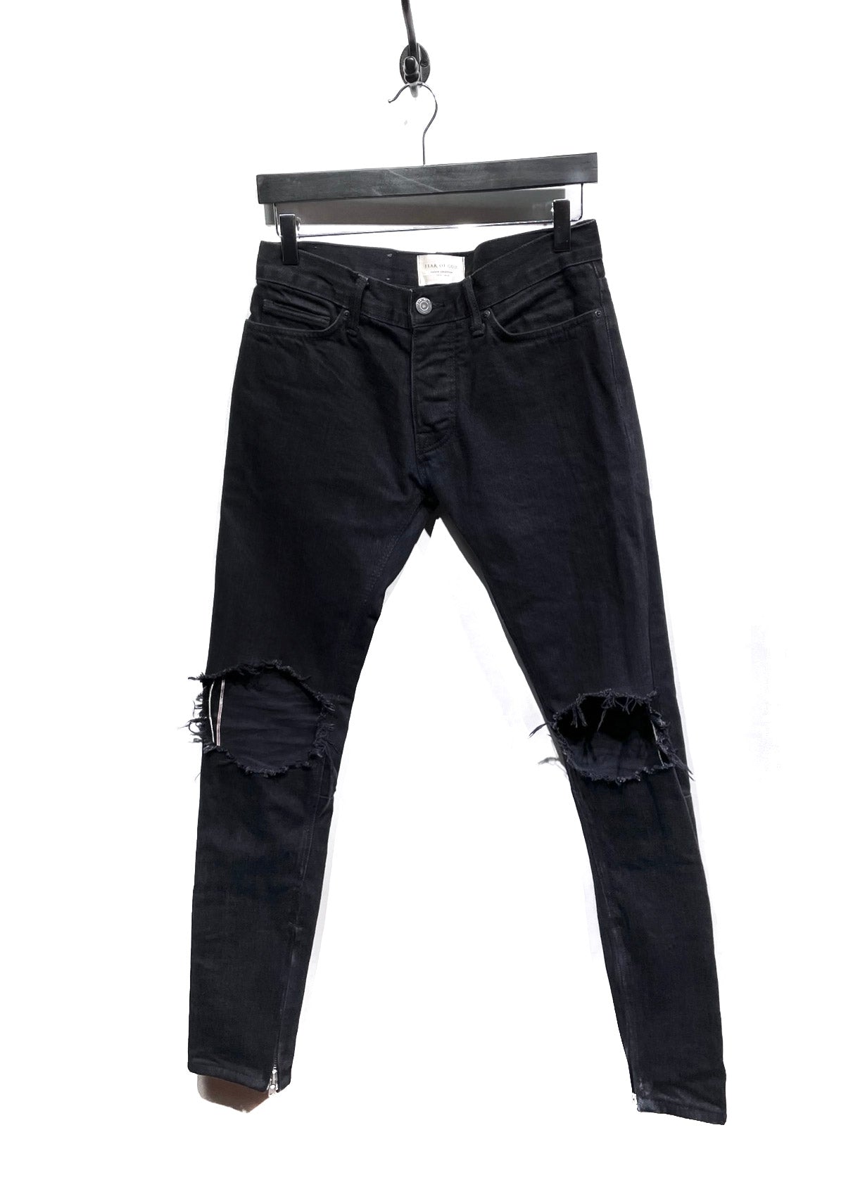 Ripped denim sales black jeans