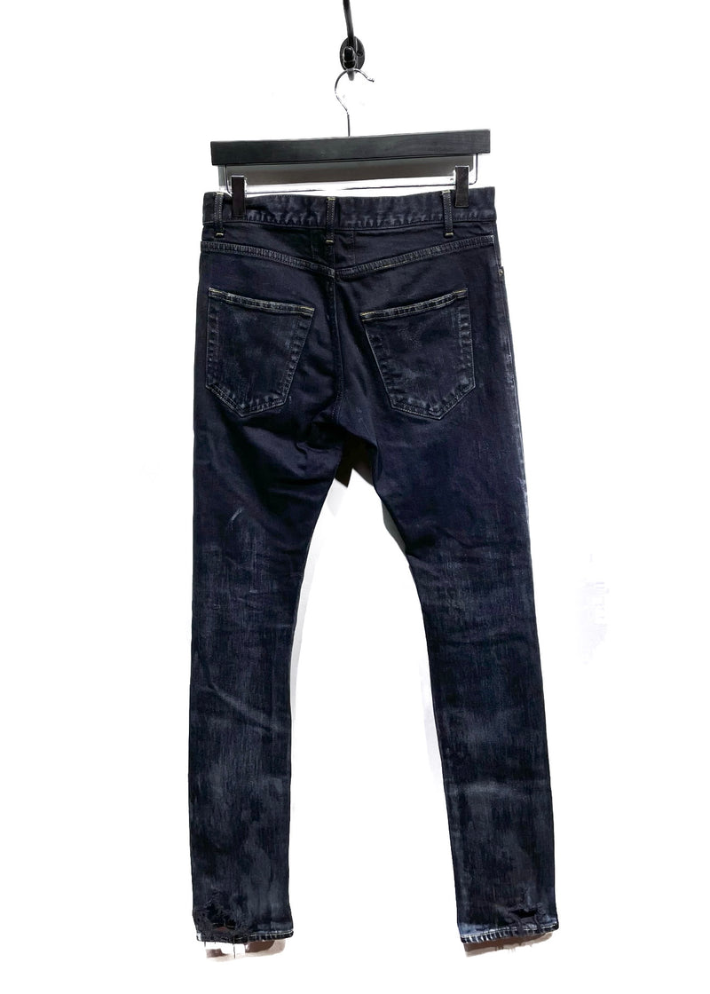 Saint Laurent D02 Washed Black Destroyed Skinny Jeans