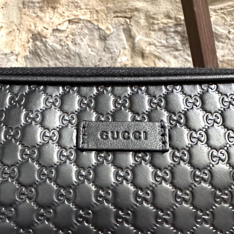 Gucci Black Microguccissima Portfolio Zip Wristlet Pouch