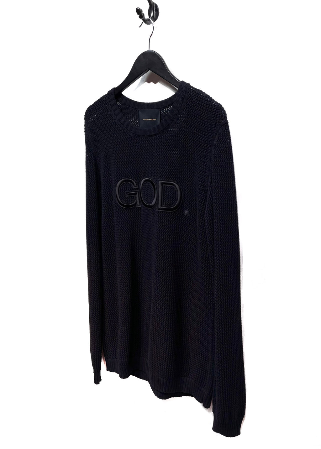 Undercover Black Opened Knit God Dog Embroidered Sweater