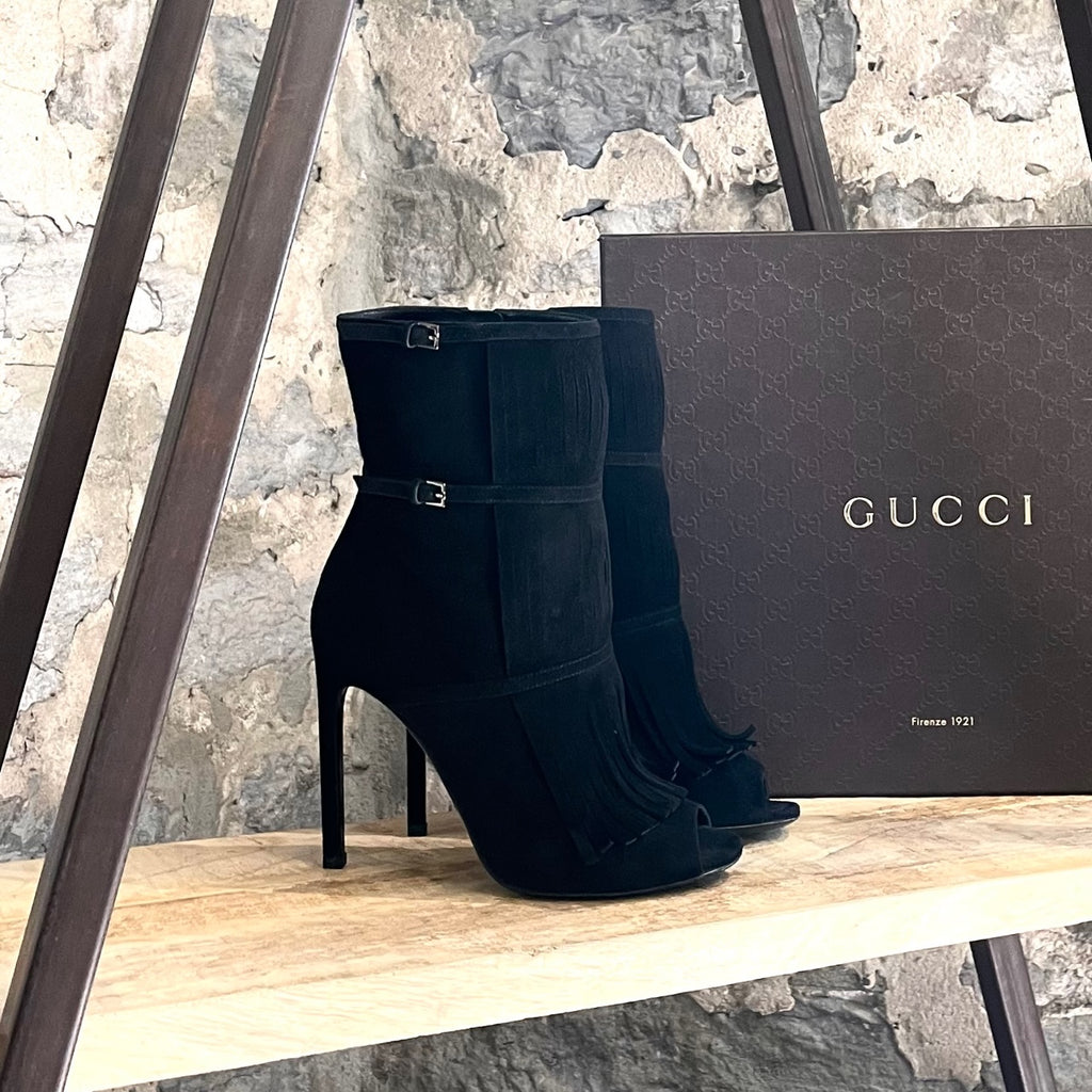 Gucci Black Becky Gladiator Heeled Boots