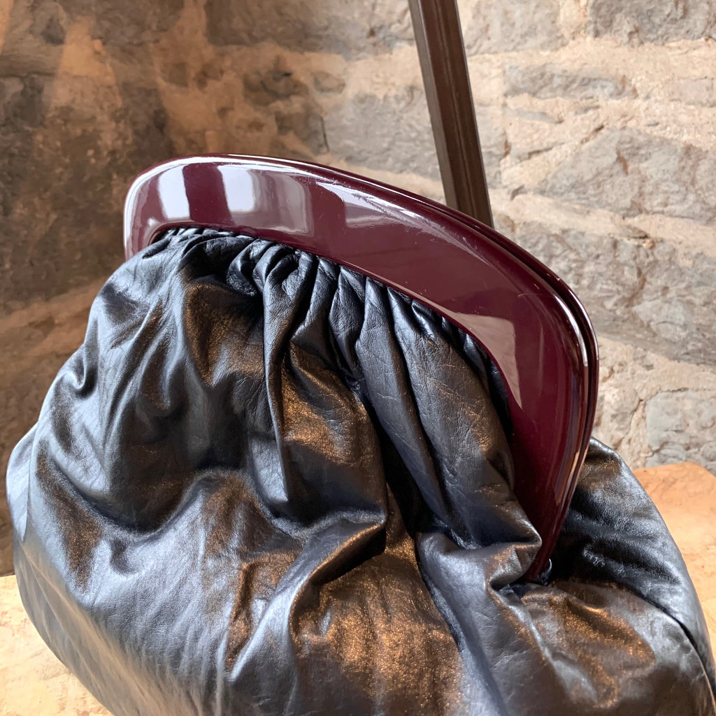Marni Navy Leather Plexi Frame Pouch Bag