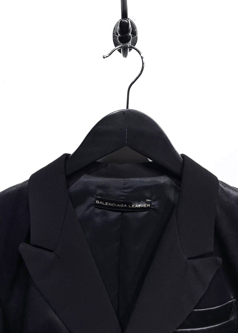 Balenciaga Leather Black Double Breast Blazer Jacket