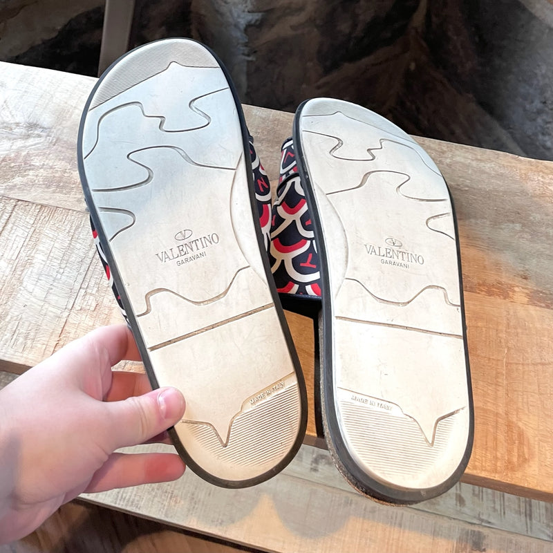 Valentino Navy Motif Sandals