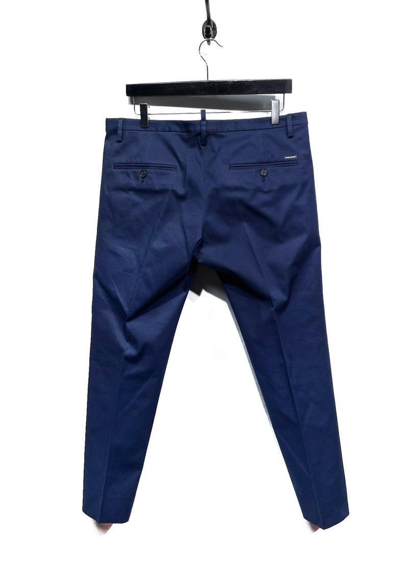 Dsquared2 Navy Blue Pleated Chino Trousers