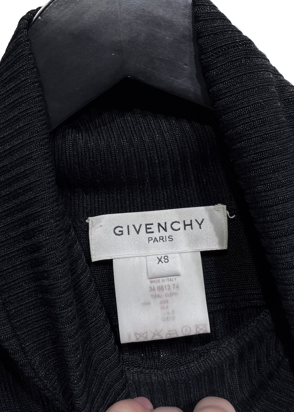 Col roulé côtelé noir à manches évasées Givenchy