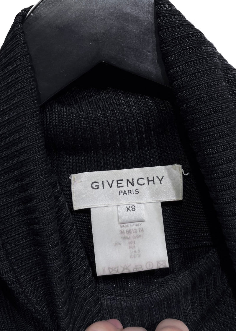 Givenchy Black Ribbed Flared Sleeves Turtleneck
