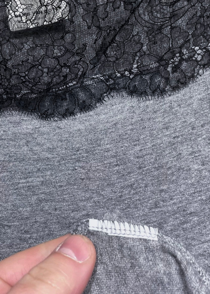 Dries Van Noten Grey Wool Lace Detail Tank Top