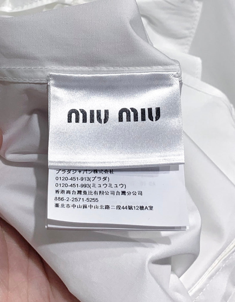 Miu Miu White Sleeveless Ruffle Details Blouse