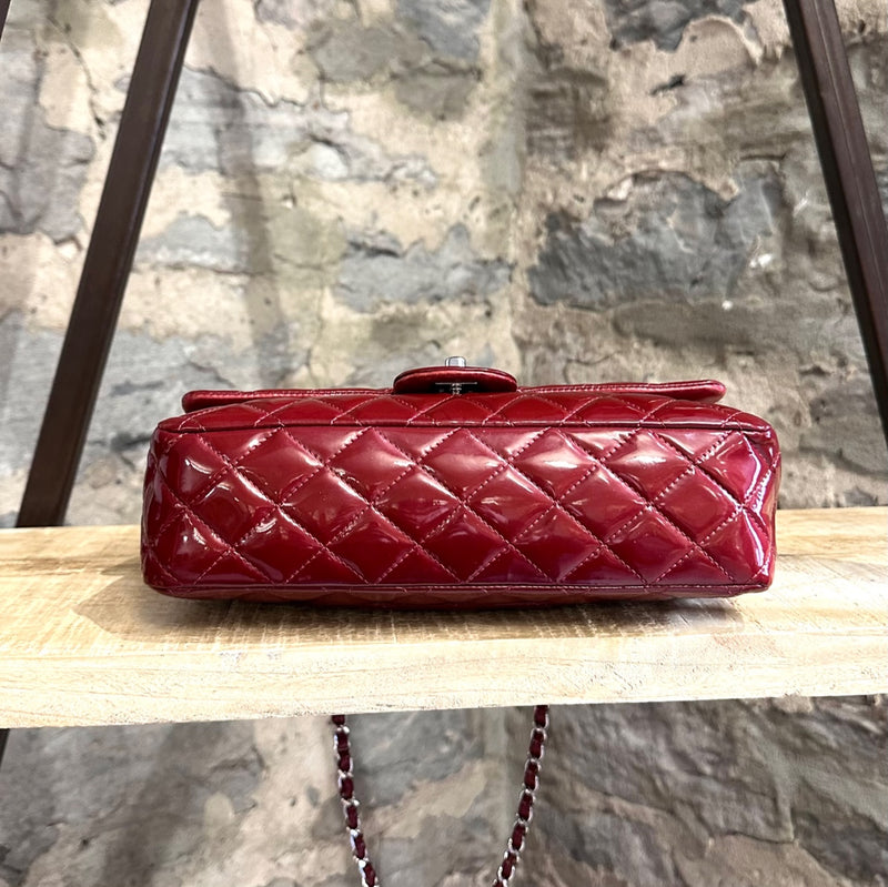 Chanel Red Quilted Patent Medium Classique Double Flap Bag