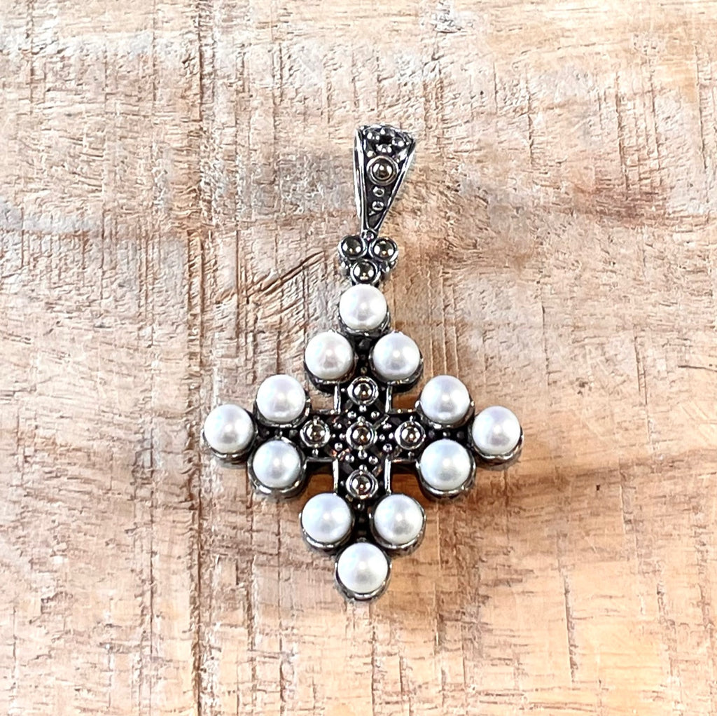 John Hardy Silver Jaisalmer Pearl Cross Pendant