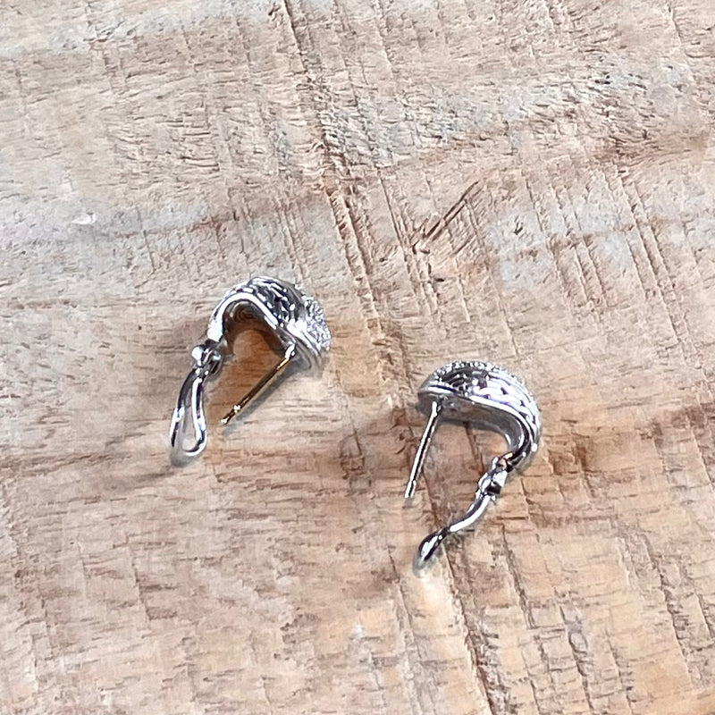 John Hardy Silver Classic Chain Shrimp Diamond Pavé Earrings